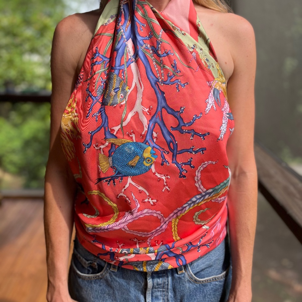 J. McLaughlin Pink Silk Halter Top